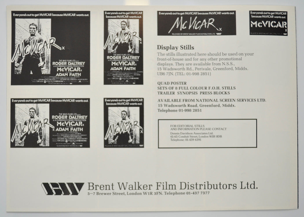 MCVICAR Cinema Exhibitors Campaign Pressbook - BACK