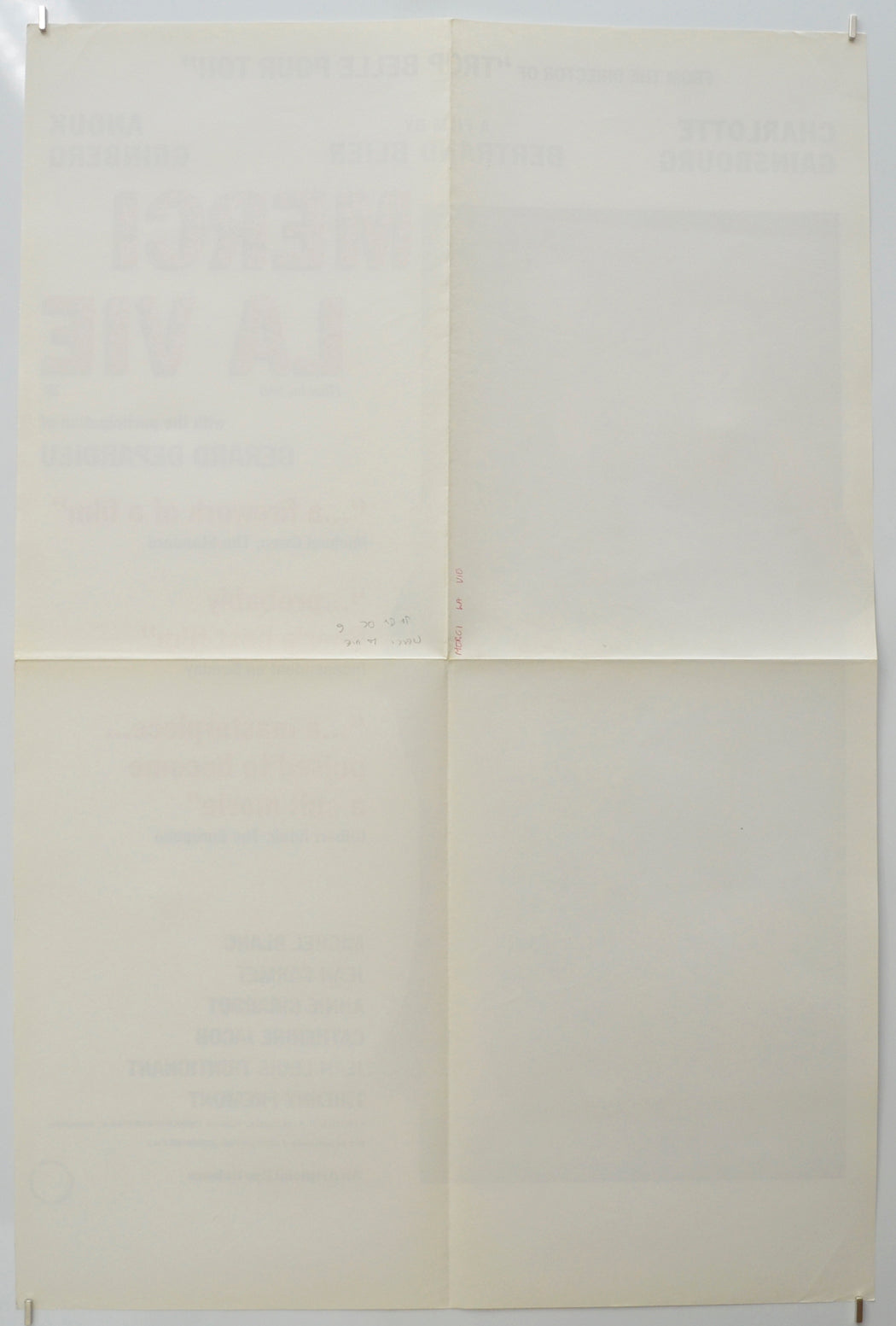 MERCI LA VIE (Back) Cinema Double Crown Movie Poster