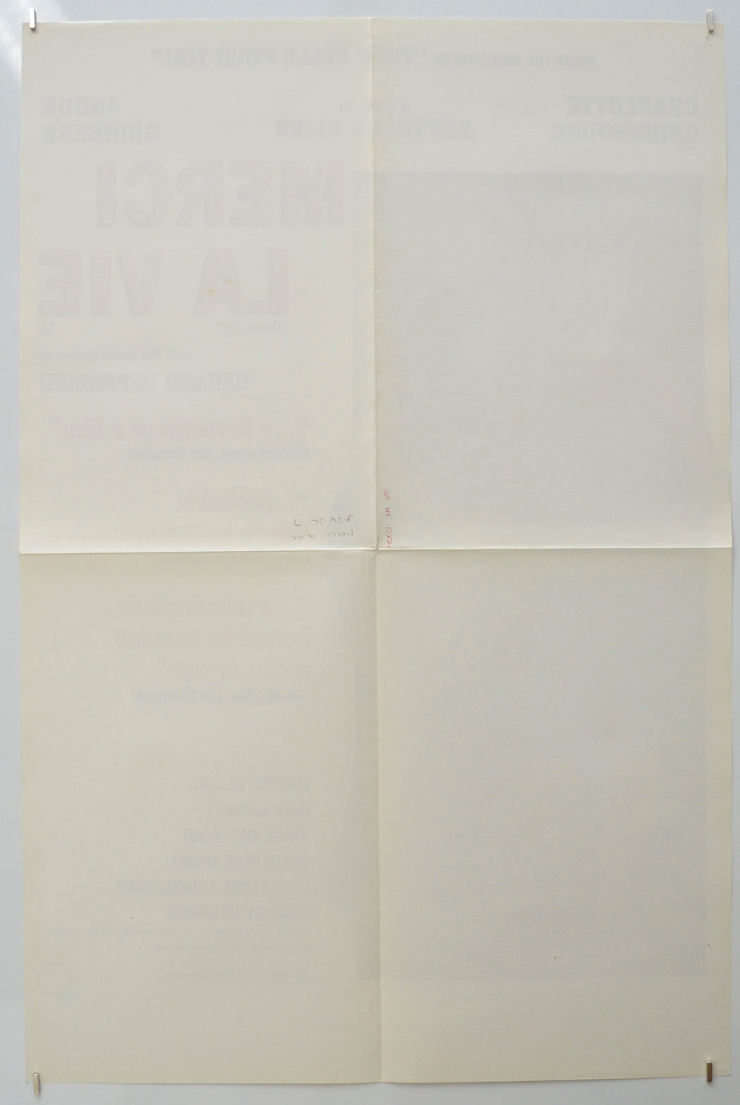 MERCI LA VIE (Back) Cinema Double Crown Movie Poster