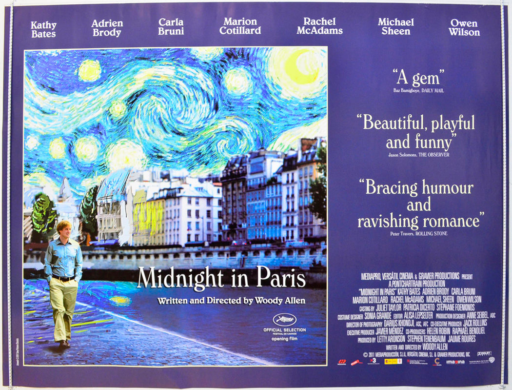 Midnight In Paris Original British Quad Poster - Film Poster - Movie Poster