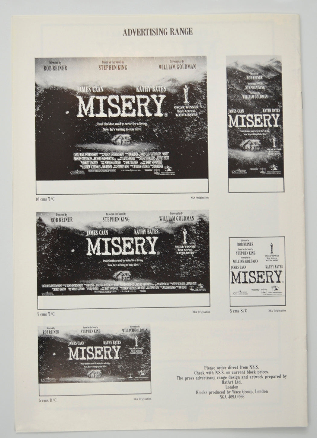 MISERY Cinema Exhibitors Campaign Pressbook - BACK