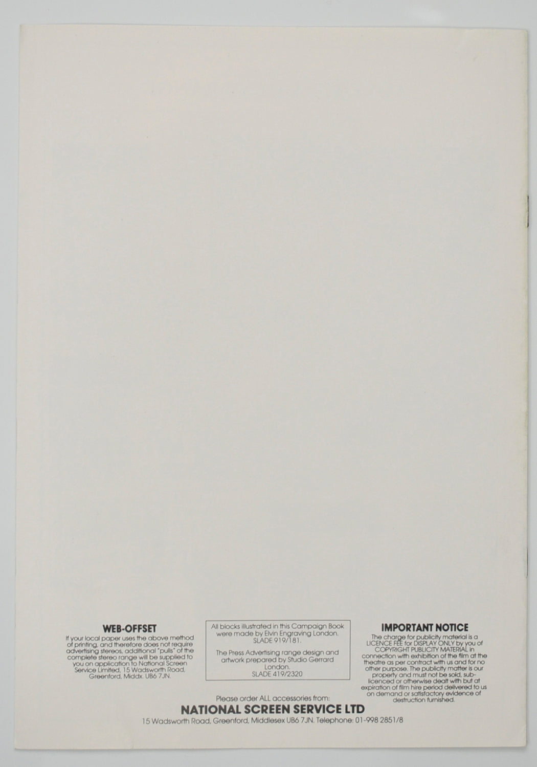 THE MISSION Cinema Exhibitors Campaign Pressbook - BACK