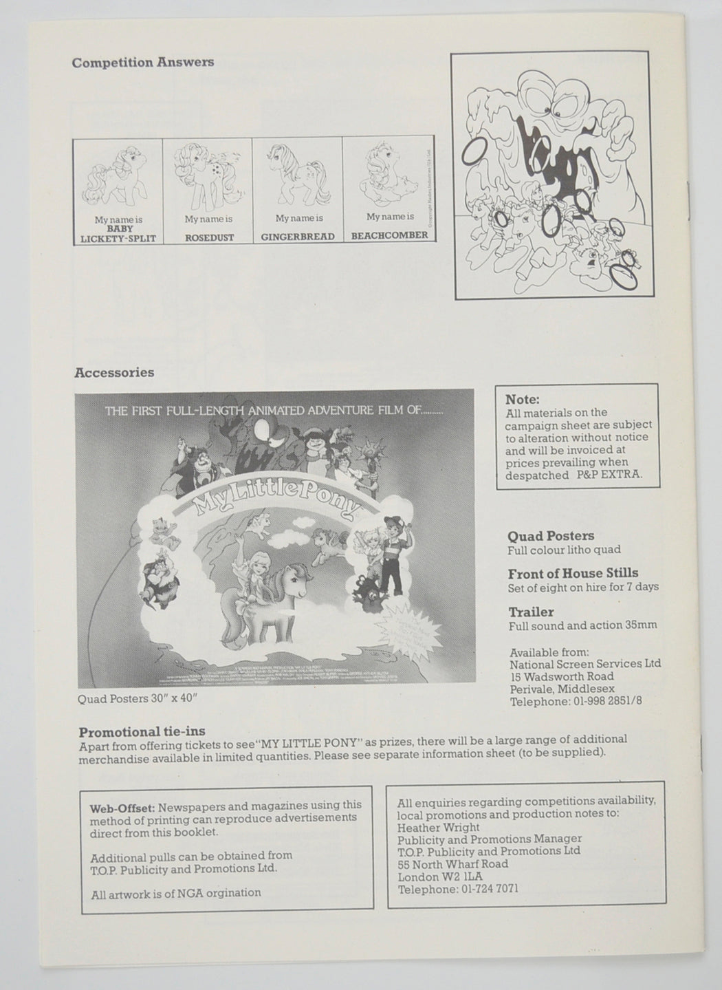 MY LITTLE PONY Cinema Exhibitors Campaign Pressbook - BACK