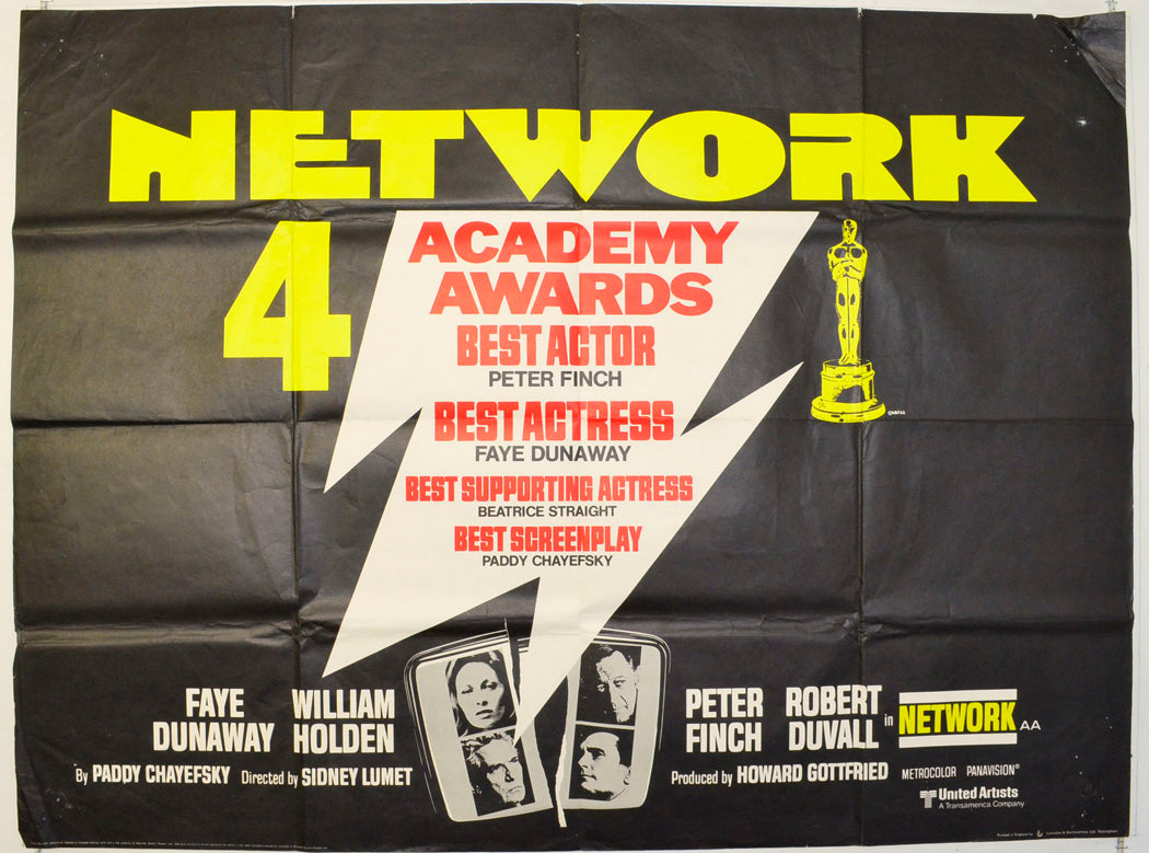 Network (Oscars Version) Original British Quad Poster - Film Poster - Movie Poster