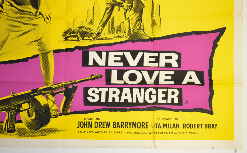 NEVER LOVE A STRANGER (Bottom Right) Cinema Quad Movie Poster