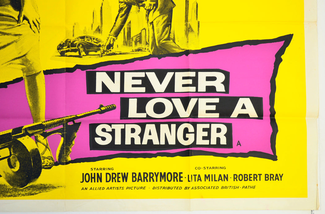 NEVER LOVE A STRANGER (Bottom Right) Cinema Quad Movie Poster