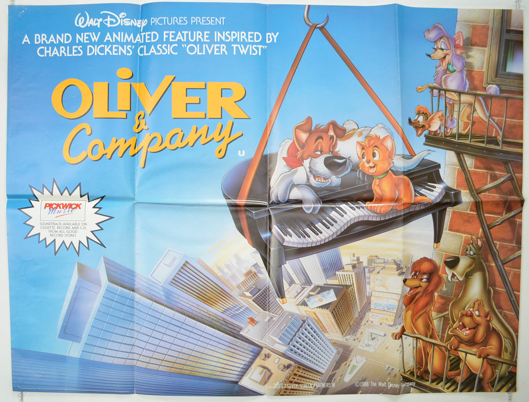Oliver And Company Original Quad Poster - Film Poster - Movie Poster