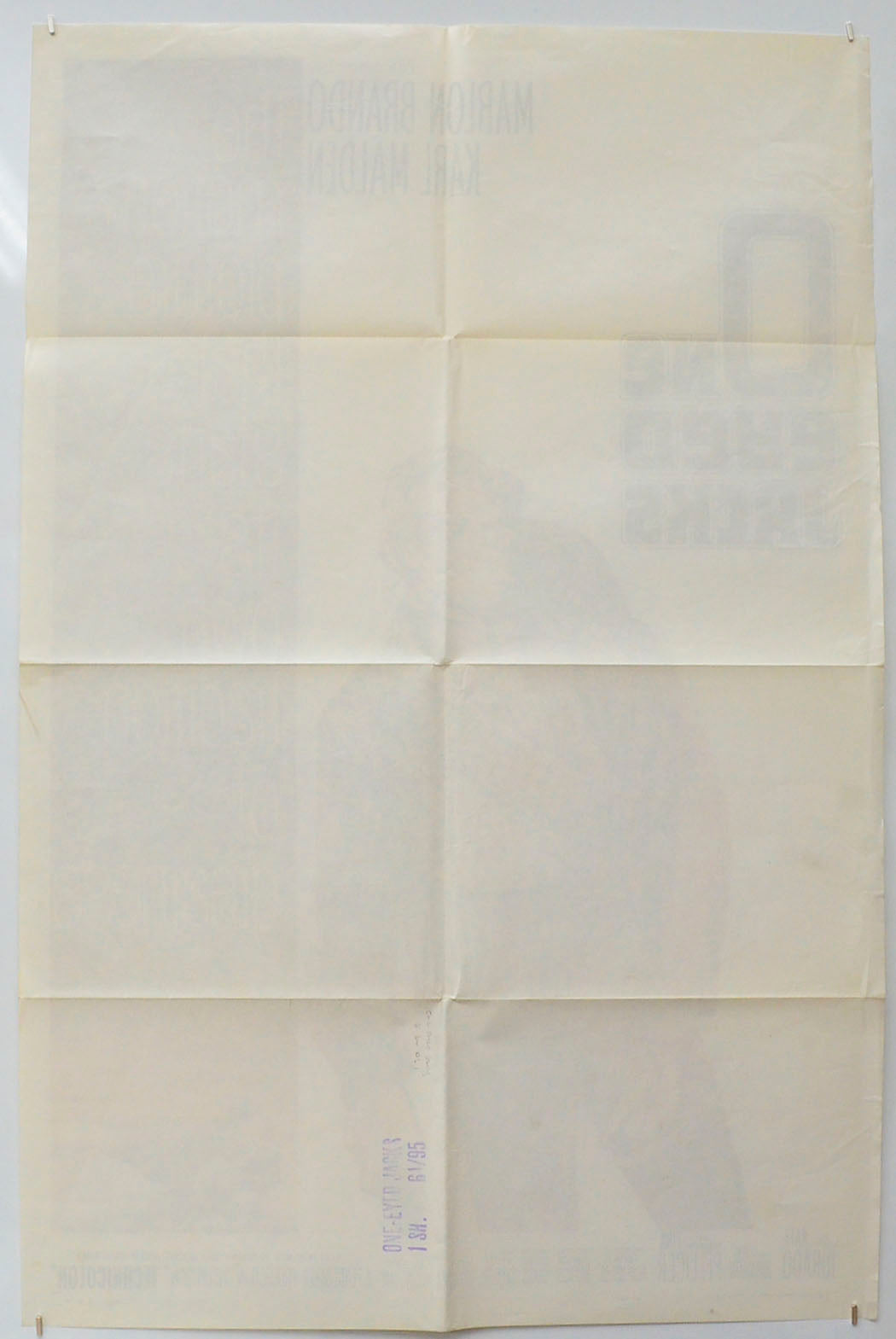 ONE-EYED JACKS (Back) Cinema One Sheet Movie Poster