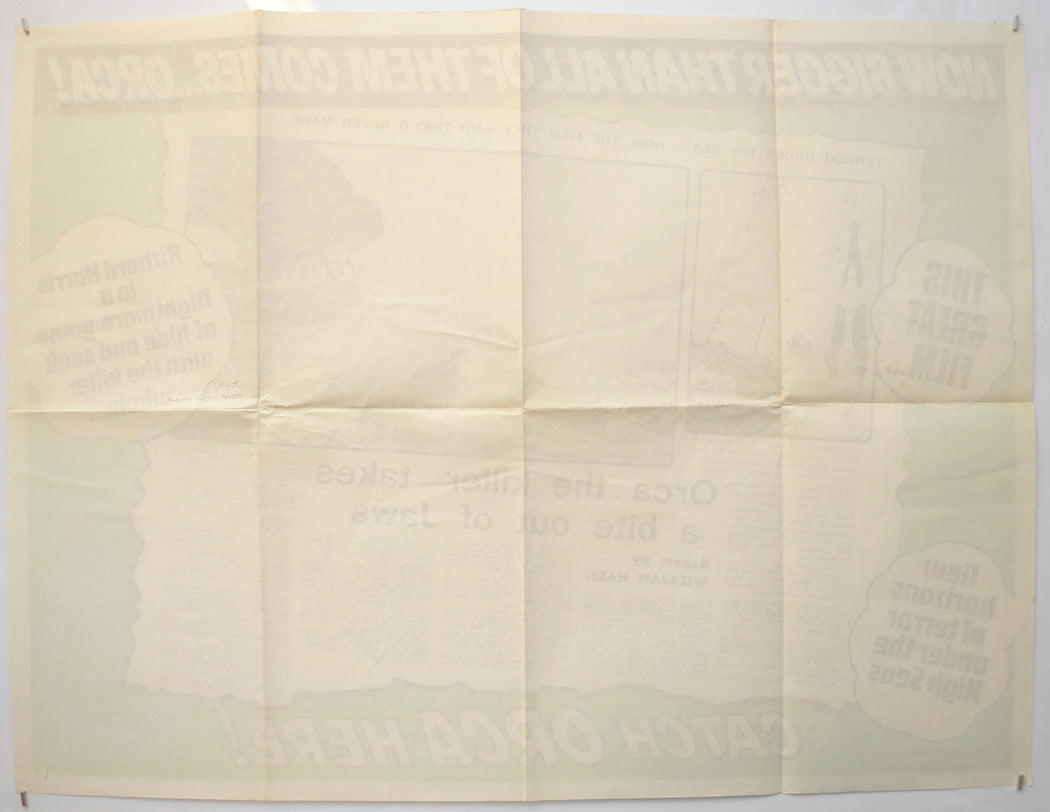 ORCA THE KILLER WHALE (Back) Cinema Quad Movie Poster