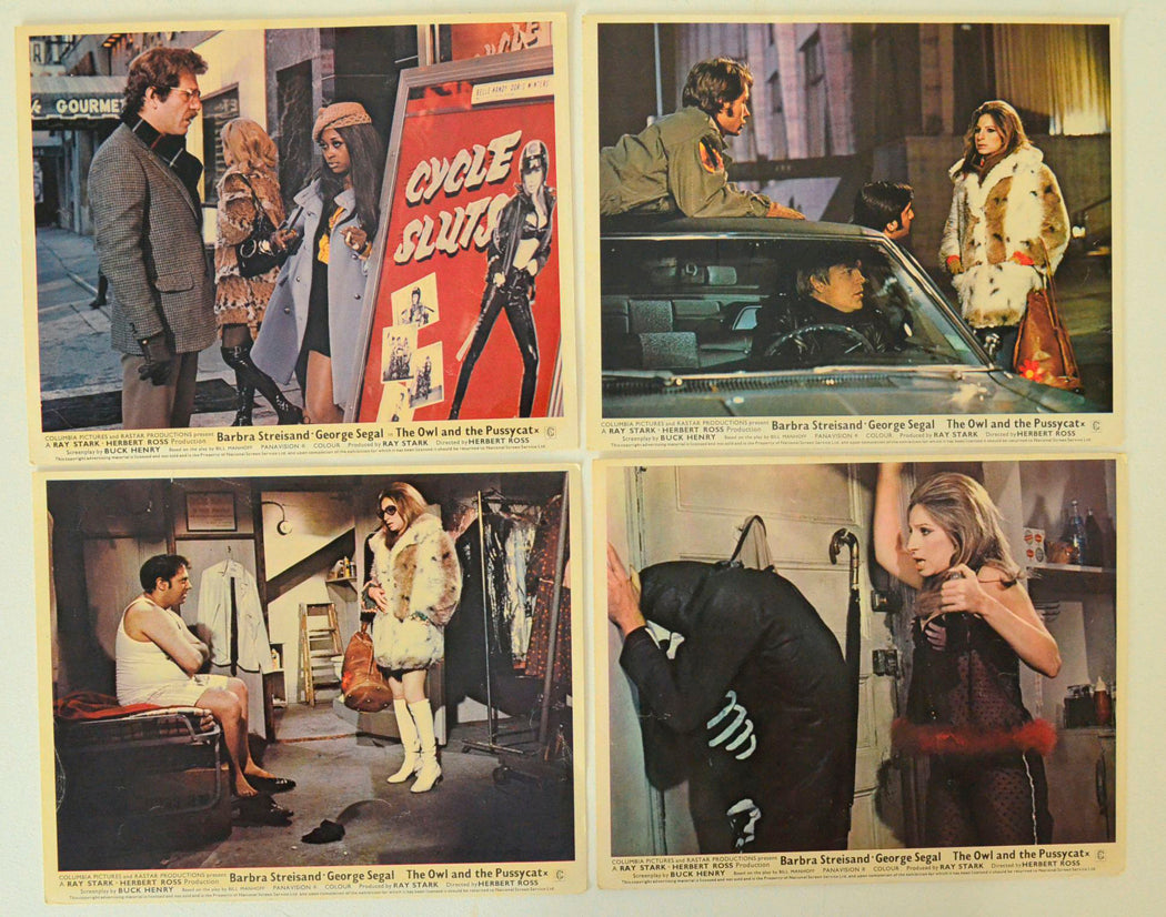 The Owl And The Pussycat 4 Original Lobby Cards / Colour Front Of House Stills