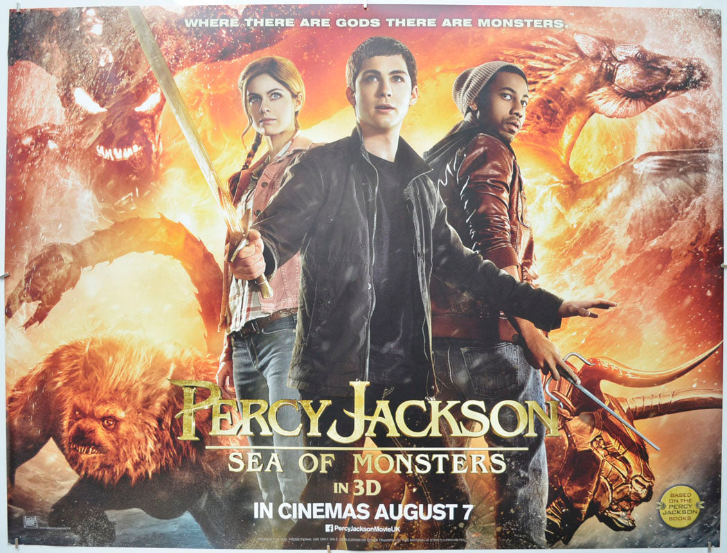 Percy Jackson - Sea Of Monsters (Teaser / Advance Version) Original Quad Poster - Film Poster - Movie Poster