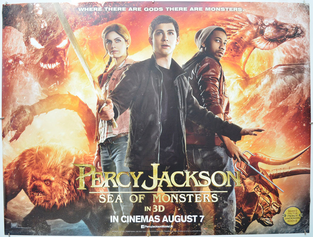 Percy Jackson - Sea Of Monsters (Teaser / Advance Version) Original Quad Poster - Film Poster - Movie Poster