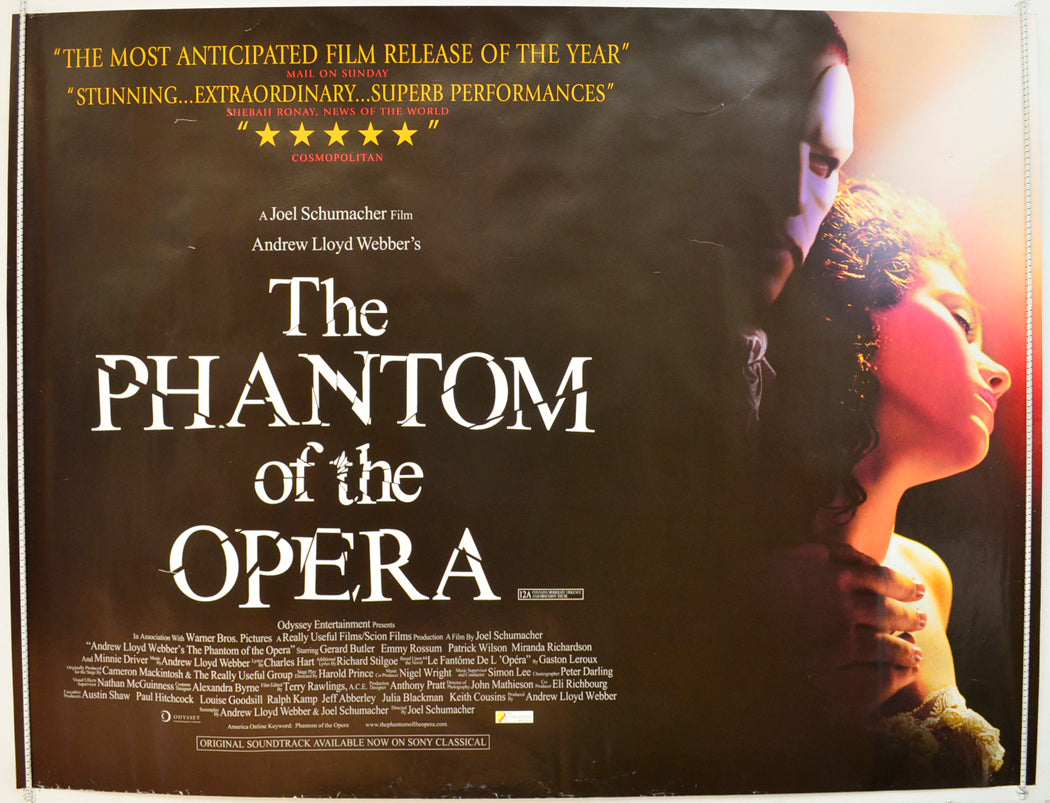 The Phantom Of The Opera Original Quad Poster - Film Poster - Movie Poster