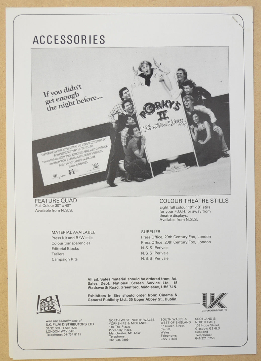 PORKY’S II : THE NEXT DAY Cinema Exhibitors Campaign Press Book - INSIDE