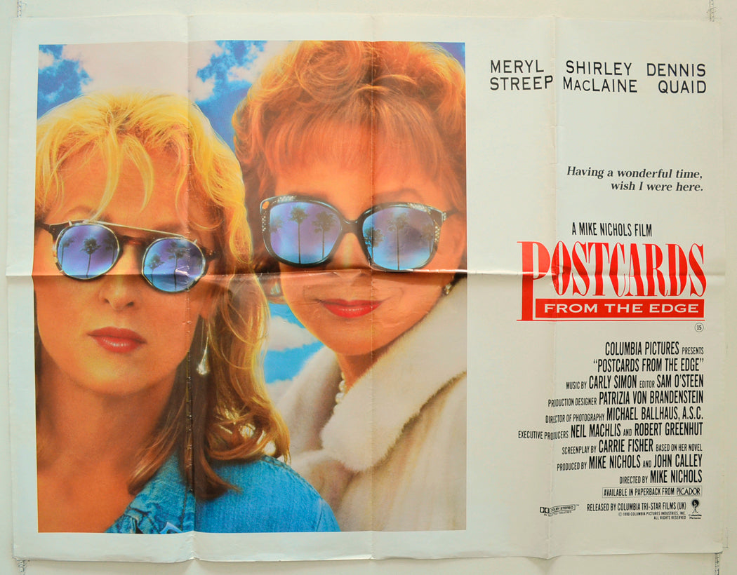 Postcards From The Edge Original Quad Poster - Film Poster - Movie Poster
