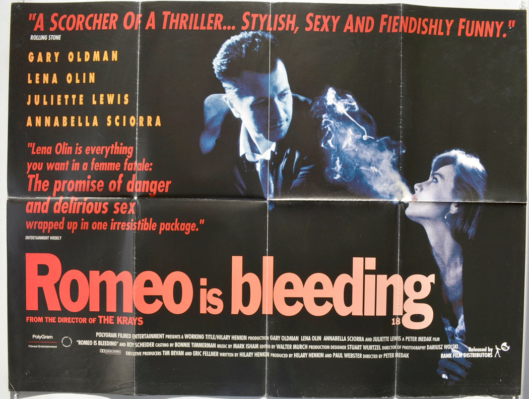 Romeo Is Bleeding Original Quad Poster - Film Poster - Movie Poster