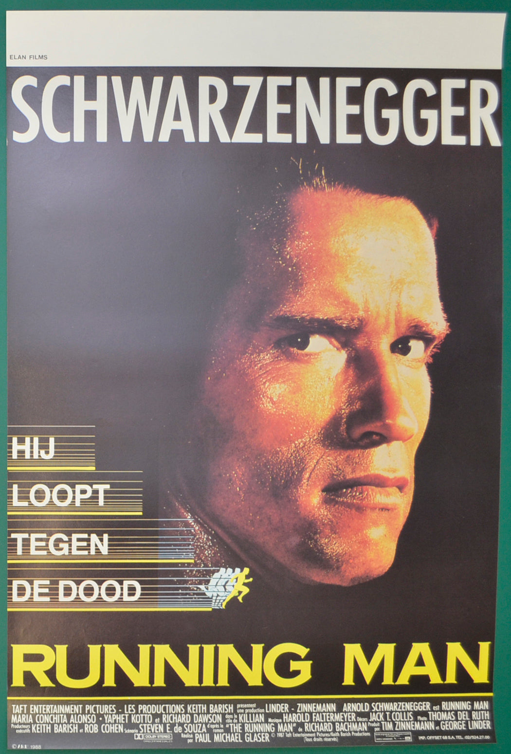 The Running Man Original Belgian Poster - Film Poster - Movie Poster