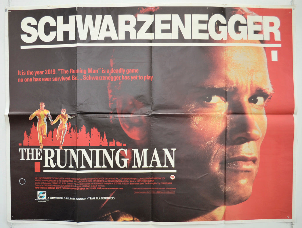 The Running Man Original British Quad Poster - Film Poster - Movie Poster