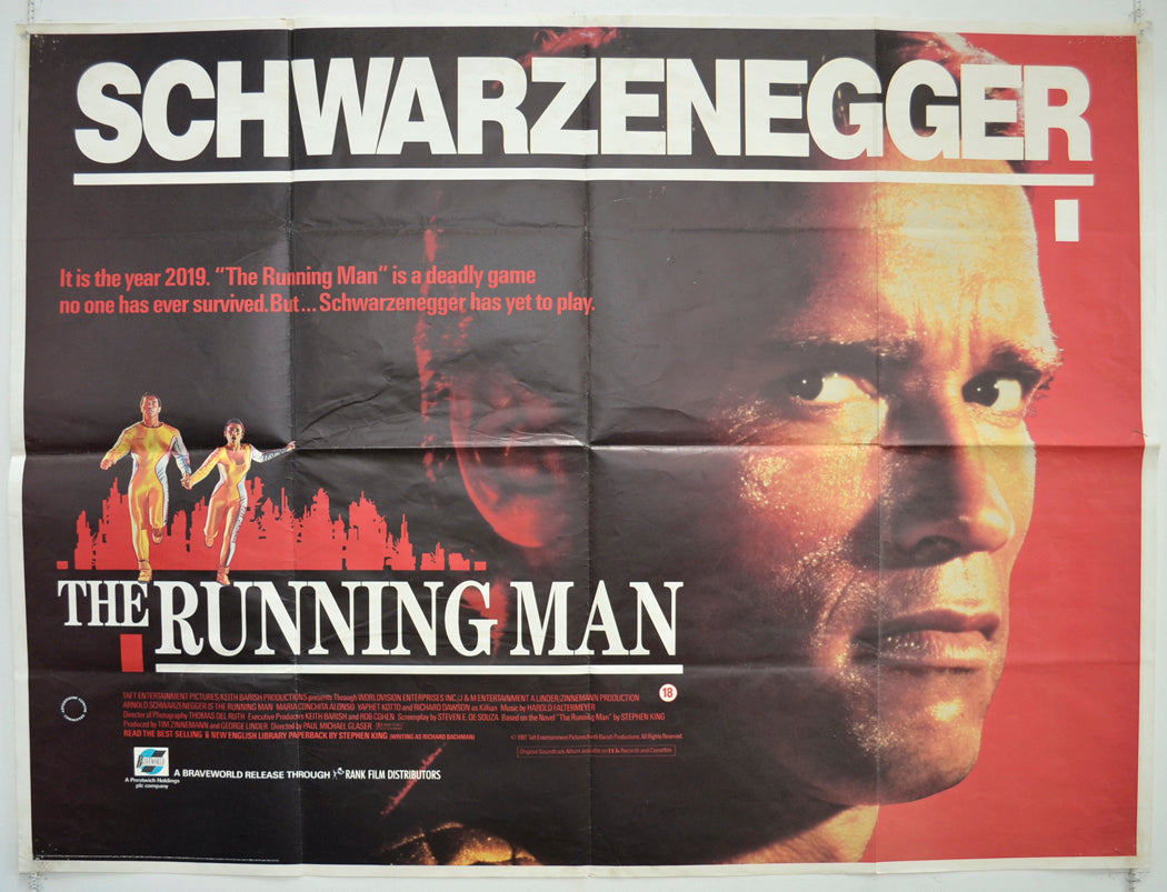 The Running Man Original British Quad Poster - Film Poster - Movie Poster