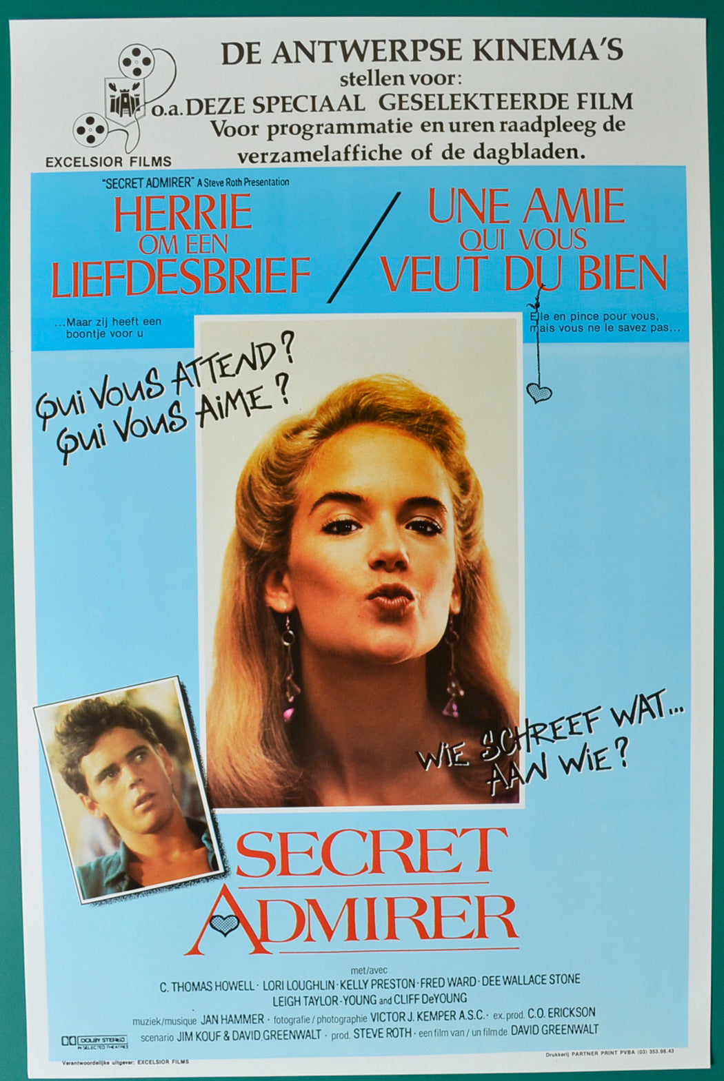 Secret Admirer Original Belgian Poster - Film Poster - Movie Poster