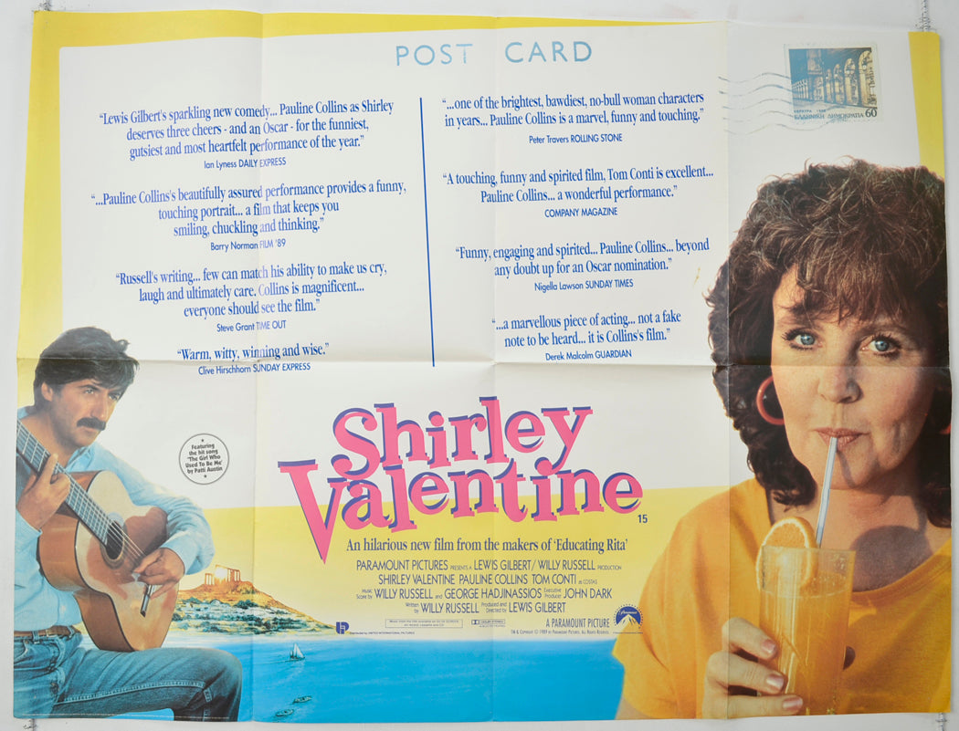 Shirley Valentine (Reviews Version) Original Quad Poster - Film Poster - Movie Poster