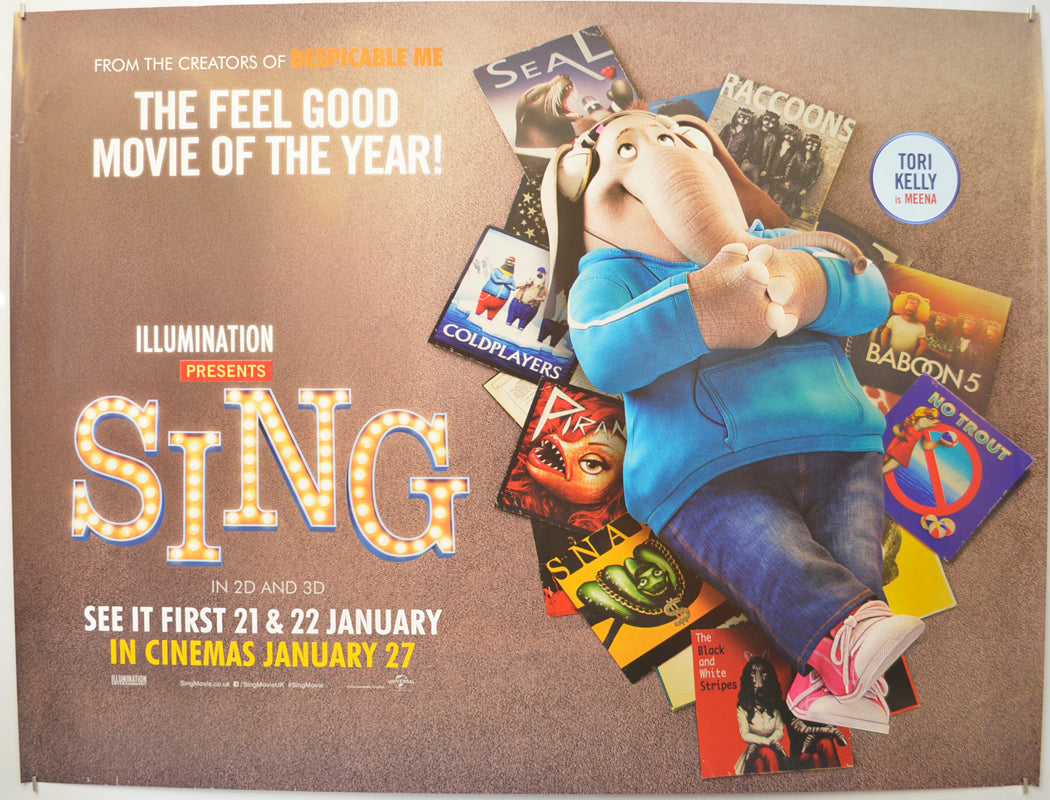 Sing (Meena Version) Original Quad Poster - Film Poster - Movie Poster