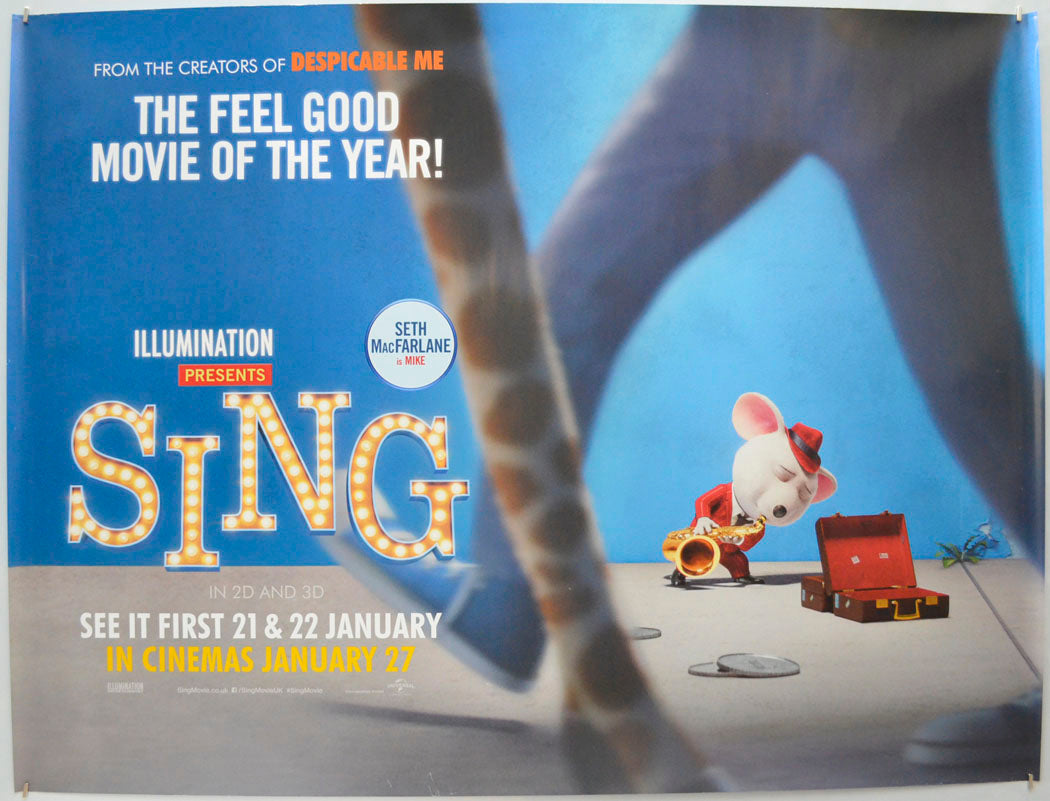 Sing (Mike Version) Original Quad Poster - Film Poster - Movie Poster