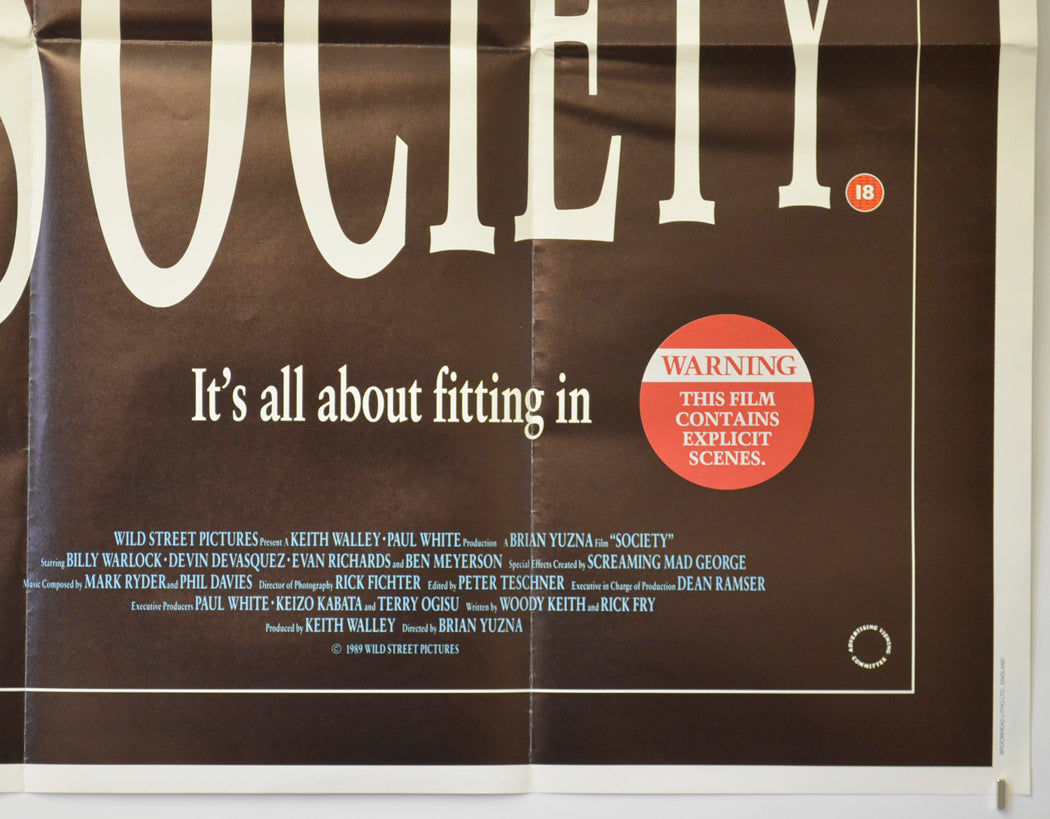 SOCIETY (Bottom Right) Cinema Quad Movie Poster