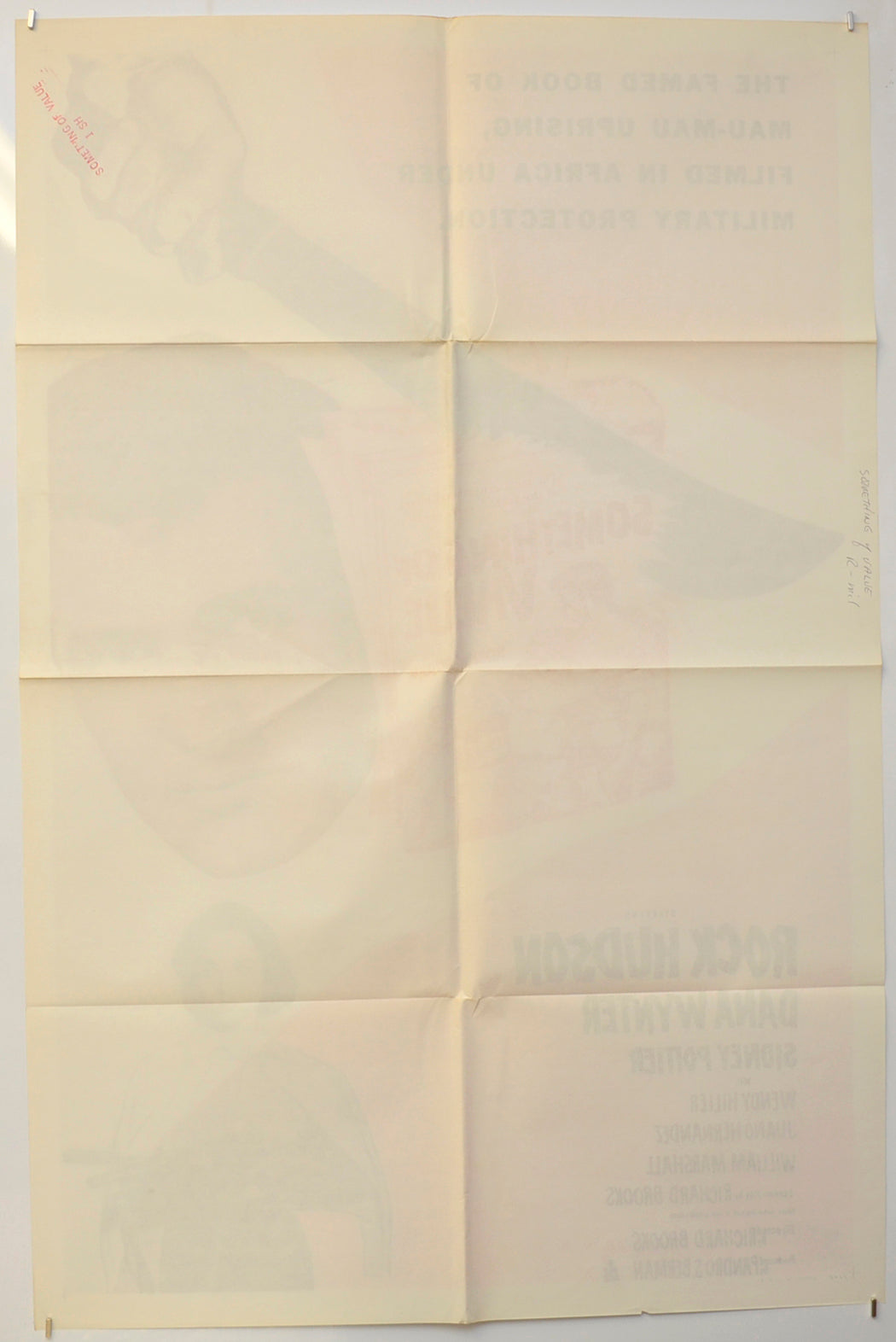 SOMETHING OF VALUE (Back) Cinema One Sheet Movie Poster