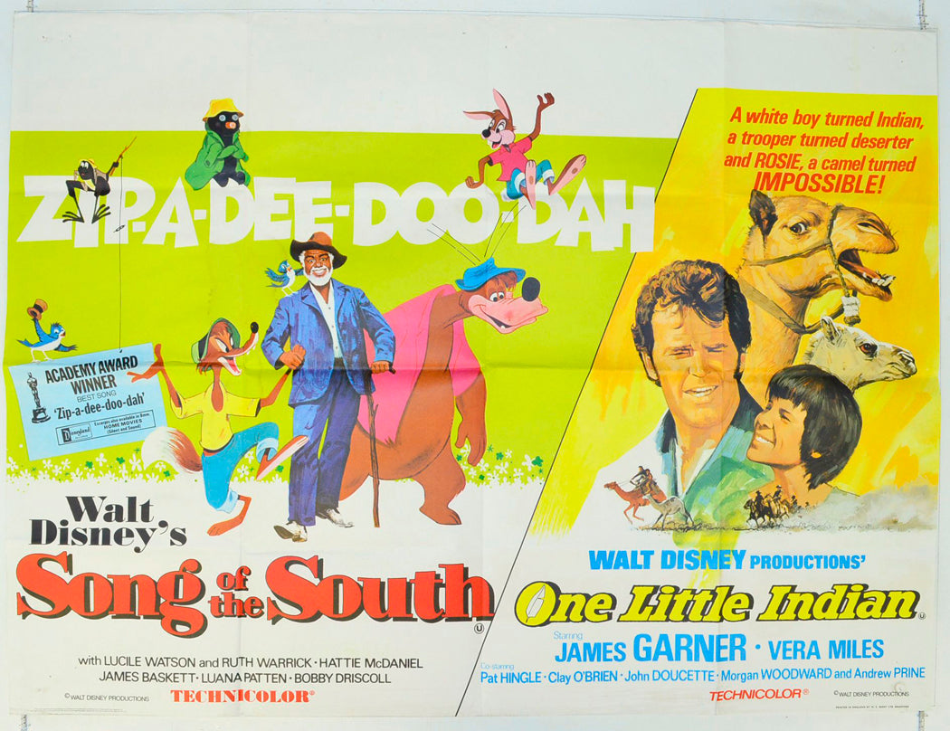 Song Of The South / One Little Indian (Double Bill) Original British Quad Poster - Film Poster - Movie Poster