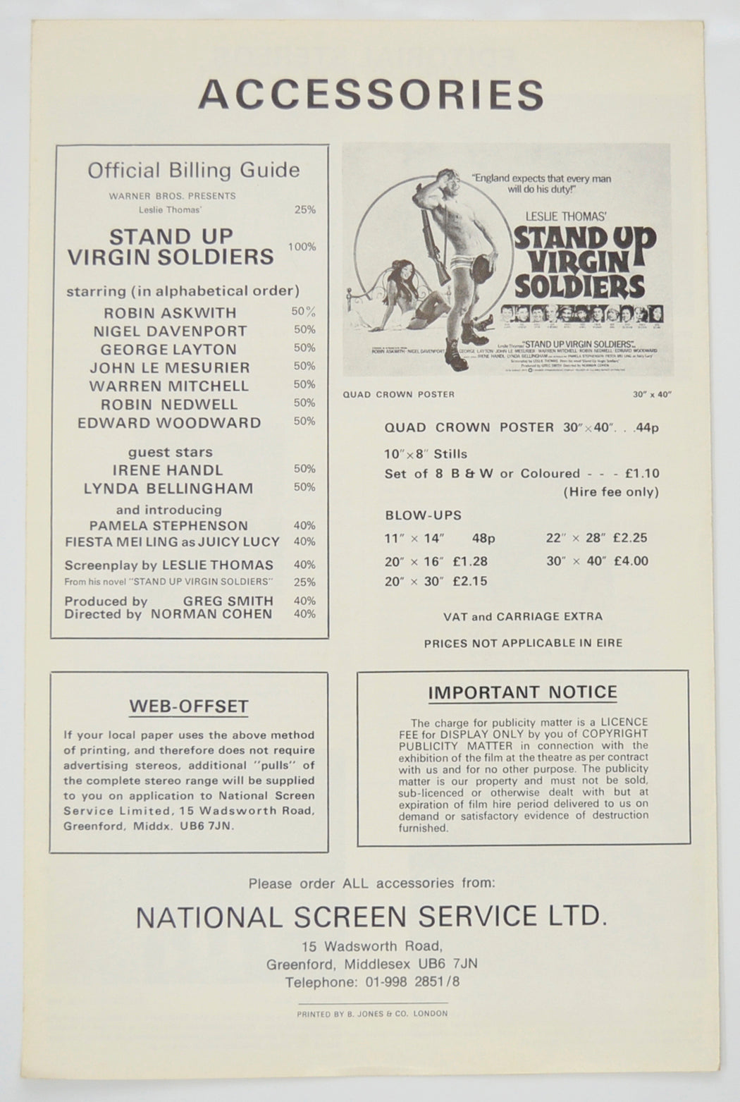 STAND UP VIRGIN SOLDIERS Cinema Exhibitors Campaign Pressbook - BACK