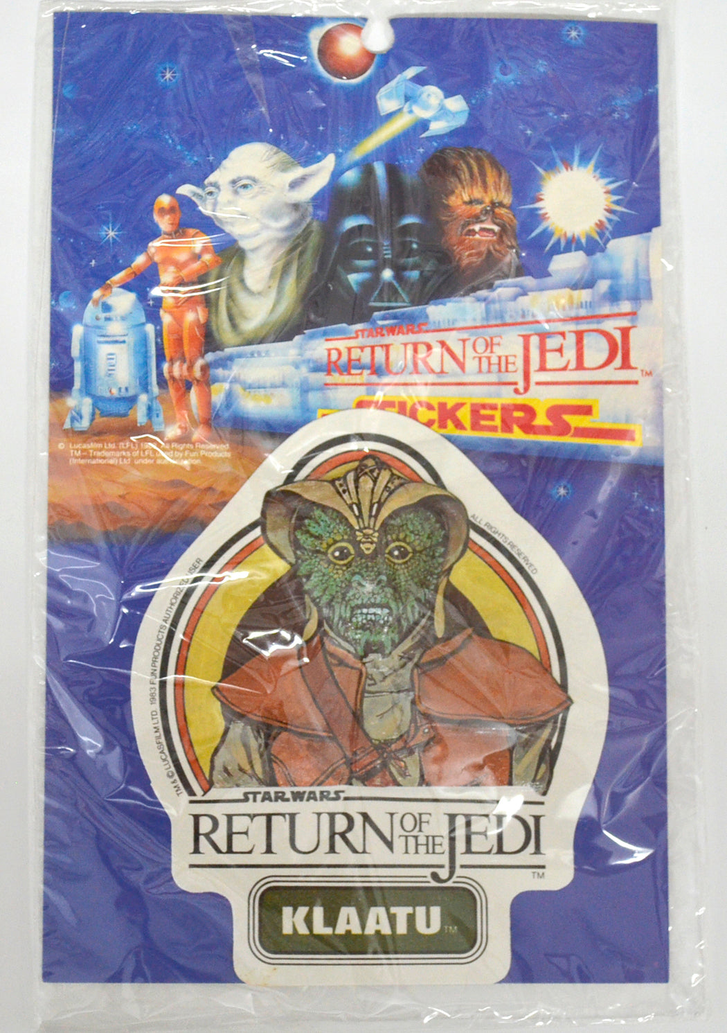 Star Wars : The Return Of The Jedi Fun Products International KLAATU Embossed Sticker Factory Sealed