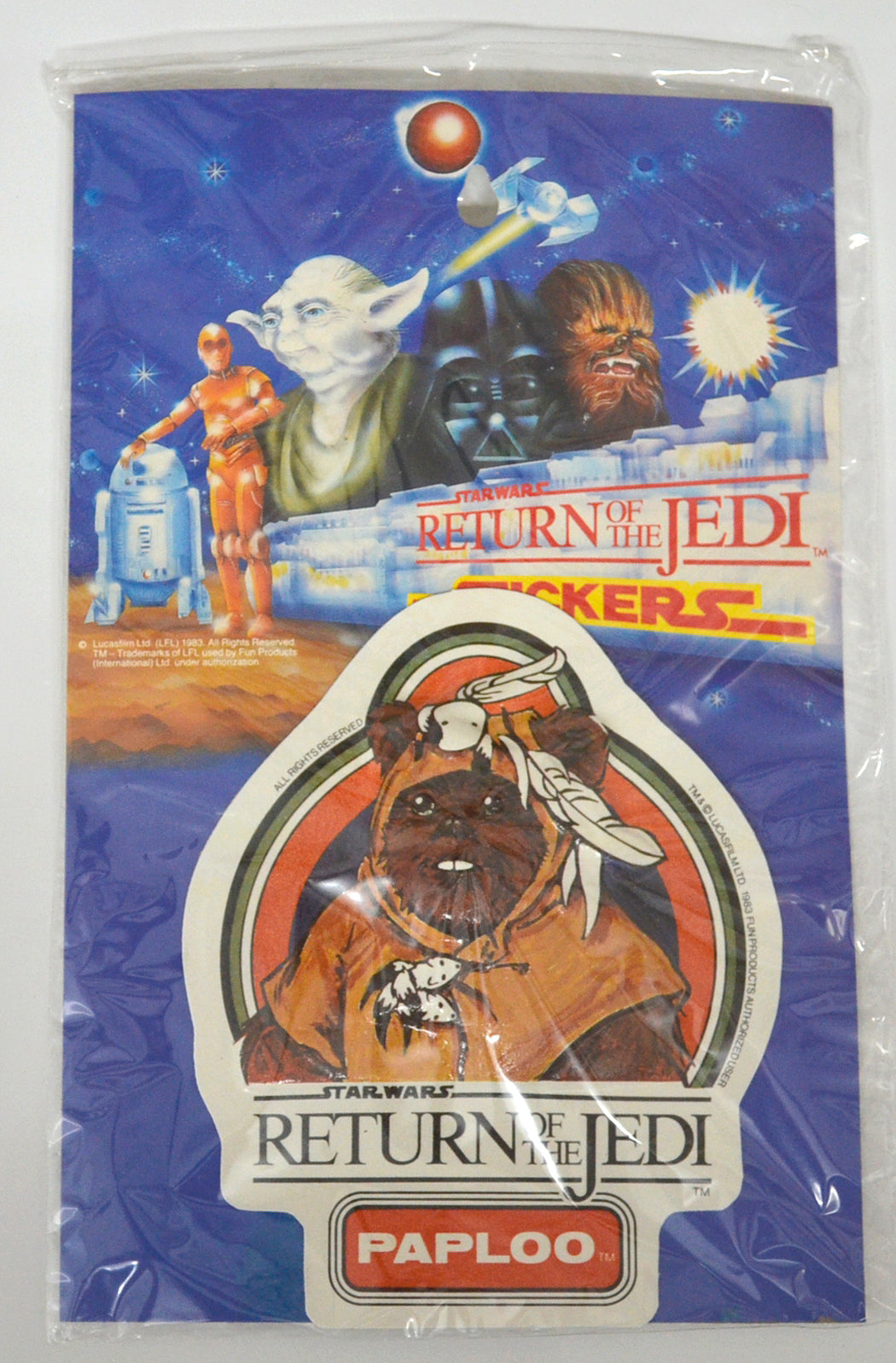 Star Wars : The Return Of The Jedi Fun Products International PAPLOO Embossed Sticker Factory Sealed