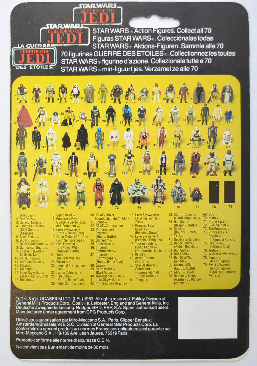 STAR WARS FIGURE – DEATH STAR DROID (CARD BACK View)