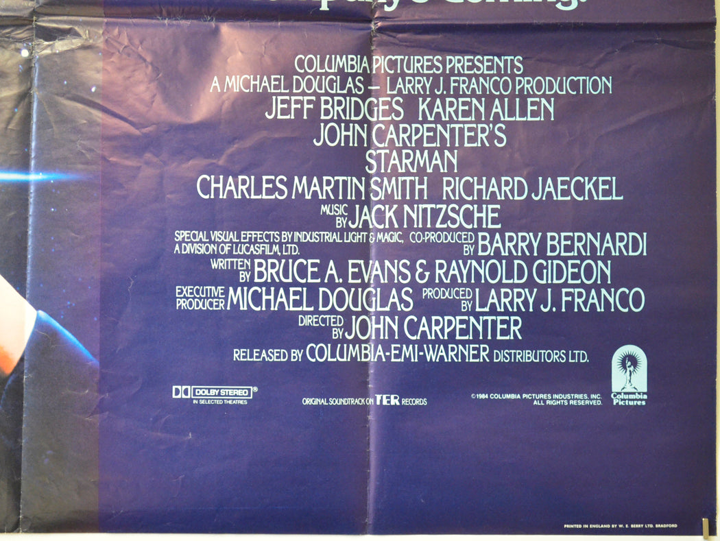 STARMAN (Bottom Right) Cinema Quad Movie Poster