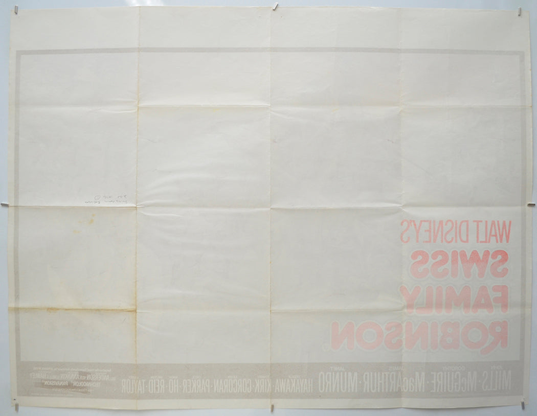 SWISS FAMILY ROBINSON (Back) Cinema Quad Movie Poster