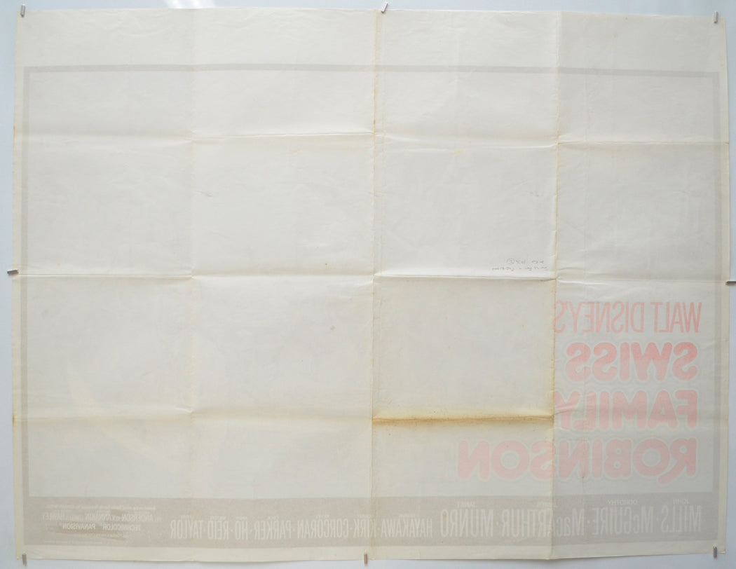 SWISS FAMILY ROBINSON (Back) Cinema Quad Movie Poster