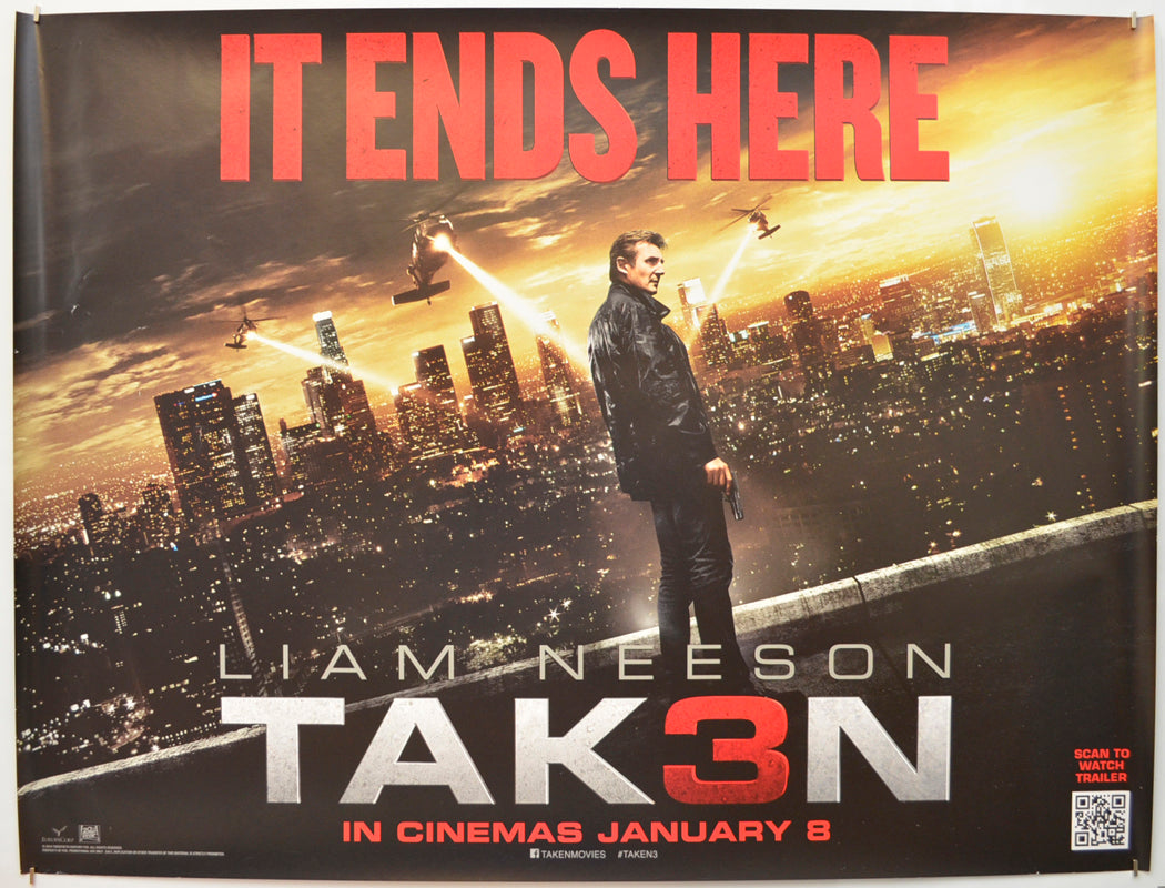Taken 3 (Teaser / Advance Version 2) Original Quad Poster - Film Poster - Movie Poster