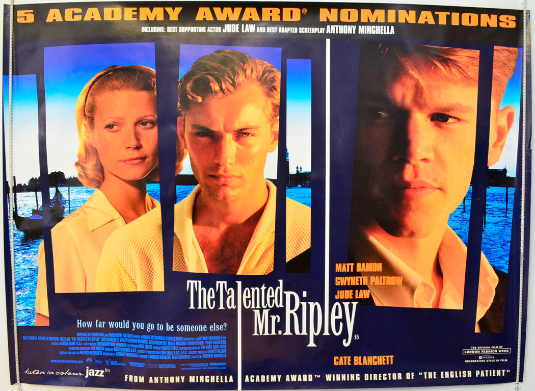 The Talented Mr Ripley Original British Quad Poster - Film Poster - Movie Poster