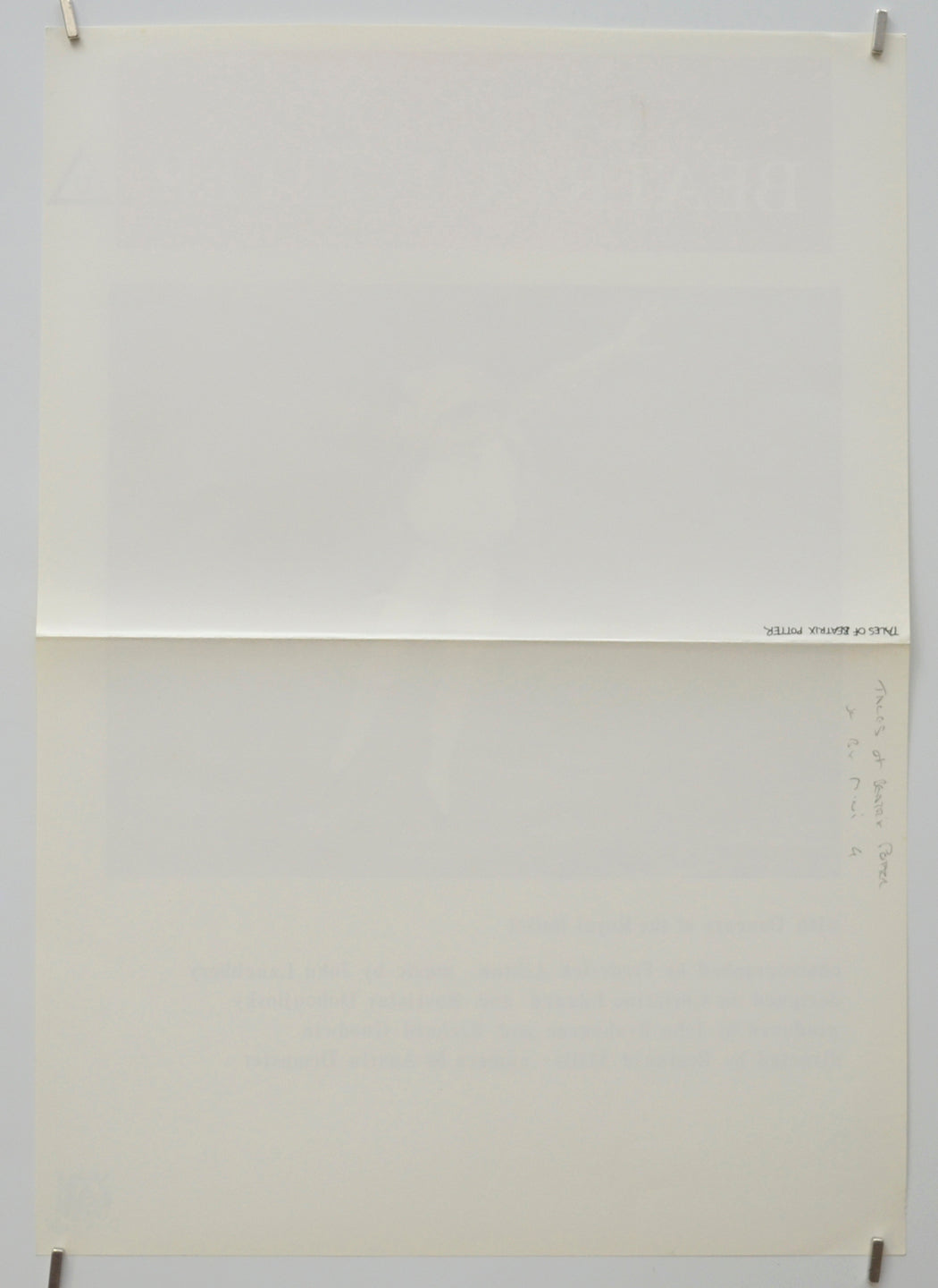 TALES OF BEATRIX POTTER (Back) Cinema Mini Movie Poster