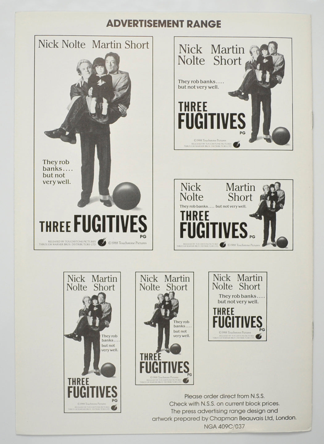 THREE FUGITIVES Cinema Exhibitors Campaign Pressbook - BACK