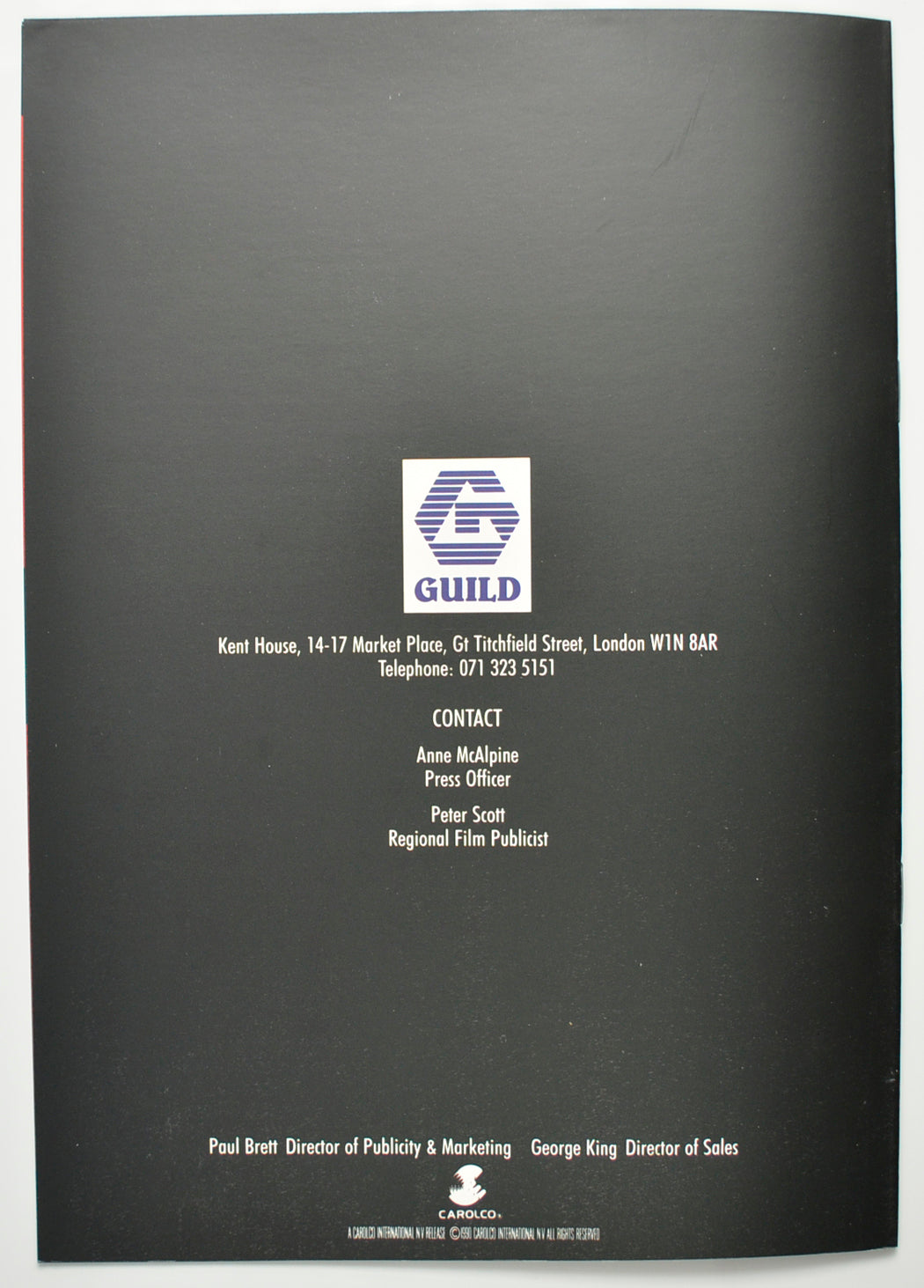 TOTAL RECALL Cinema Exhibitors Campaign Pressbook - BACK