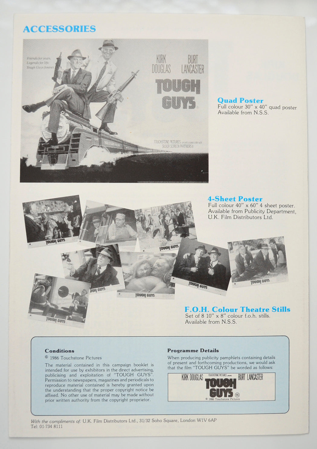 TOUGH GUYS Cinema Exhibitors Campaign Pressbook - BACK