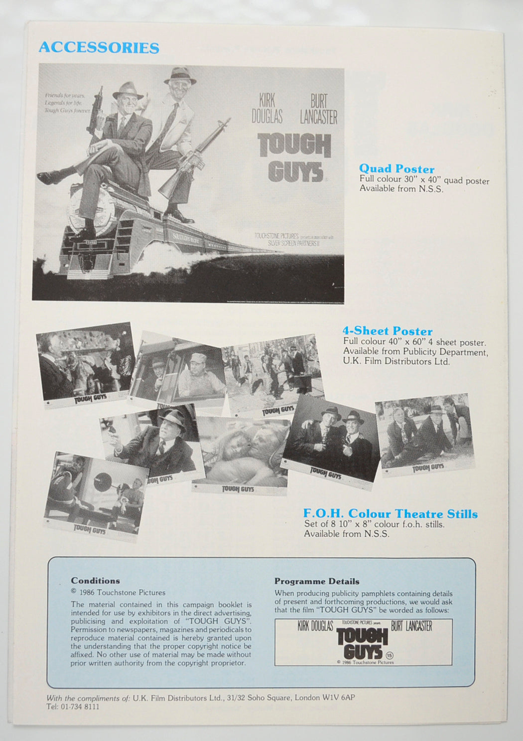 TOUGH GUYS Cinema Exhibitors Campaign Pressbook - BACK