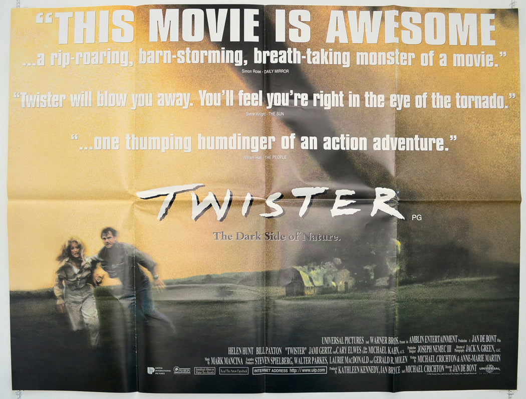 Twister (Reviews Version) Original Quad Poster - Film Poster - Movie Poster