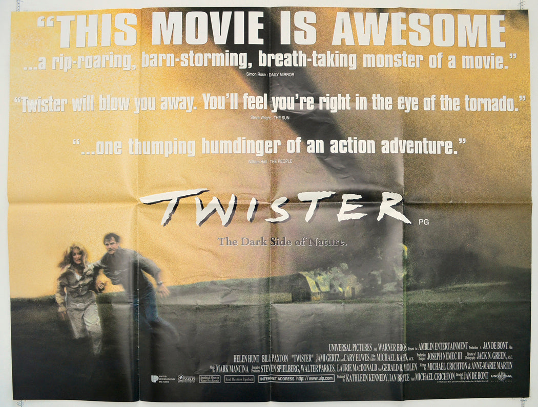 Twister (Reviews Version) Original Quad Poster - Film Poster - Movie Poster