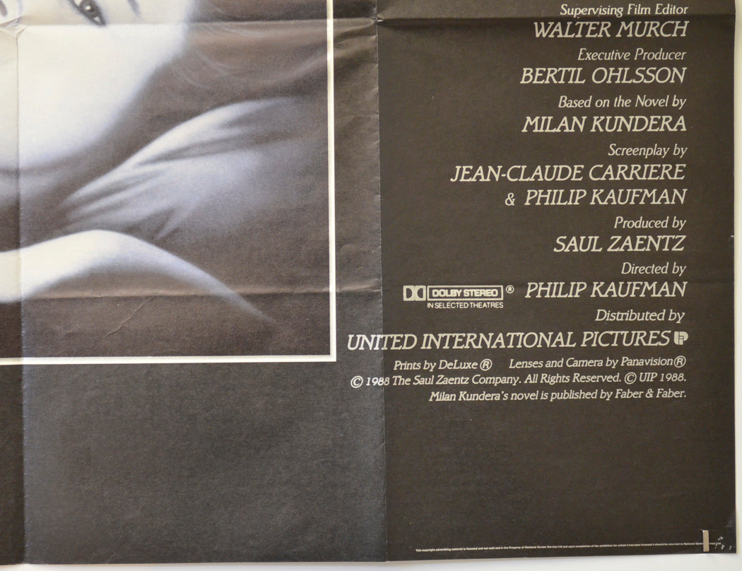THE UNBEARABLE LIGHTNESS OF BEING (Bottom Right) Cinema Quad Movie Poster