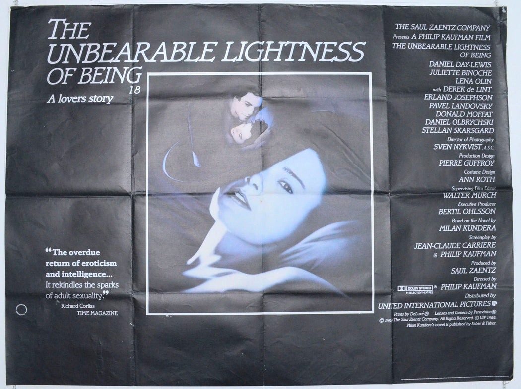 The Unbearable Lightness Of Being Original British Quad Poster - Film Poster - Movie Poster