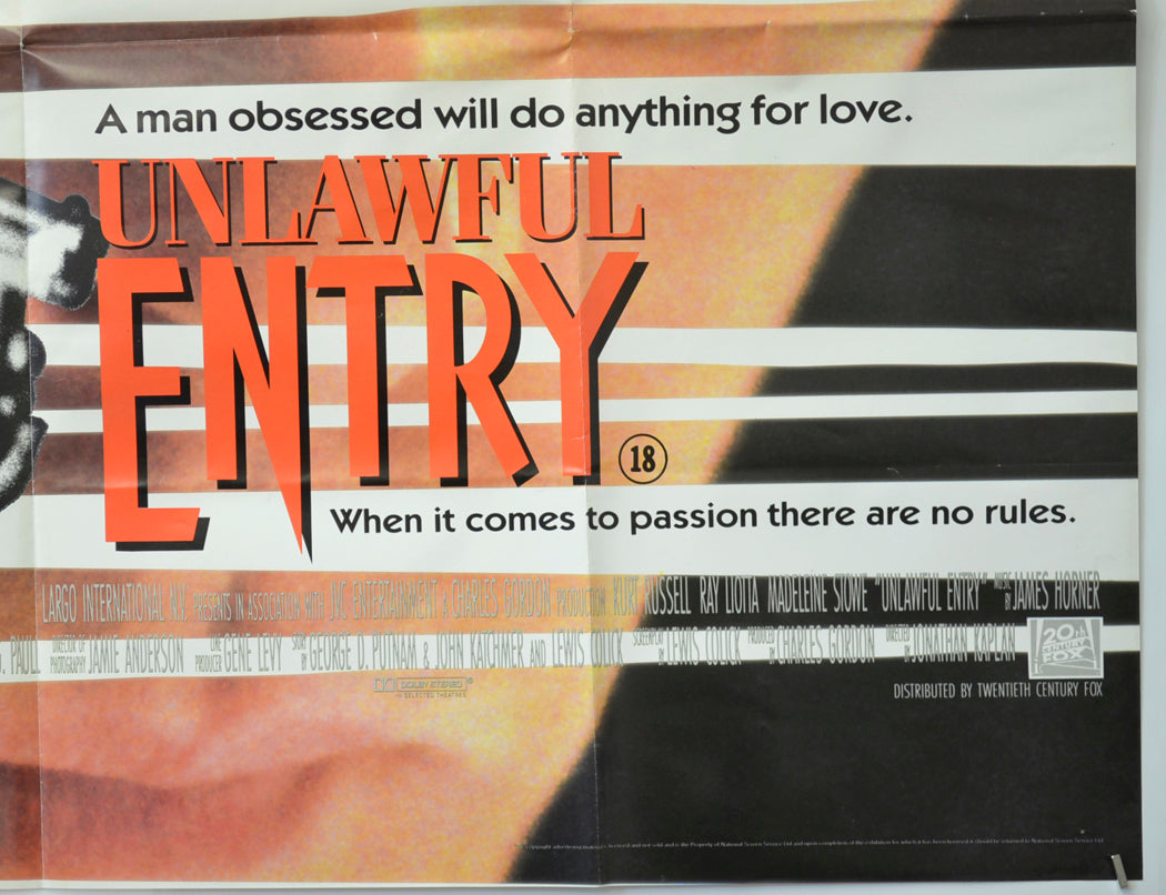 UNLAWFUL ENTRY (Bottom Right) Cinema Quad Movie Poster