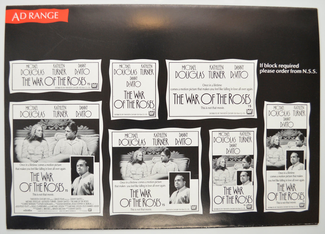 THE WAR OF THE ROSES Cinema Exhibitors Campaign Pressbook - BACK